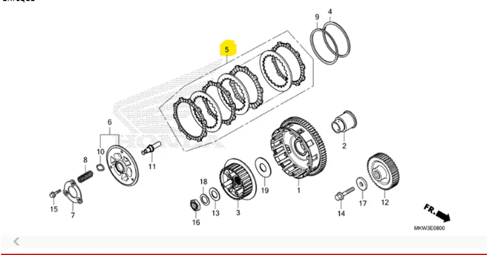 CONJUNTO DISCOS DE EMBRAGUE ORIGINAL HONDA NC750X AÑO 2023 1