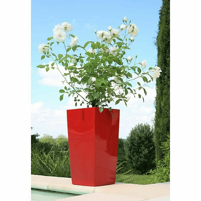 Maceta Riviera Rojo Plástico Cuadrado Redondo Moderno 29 x 29 x 52 cm 29 x 29 cm