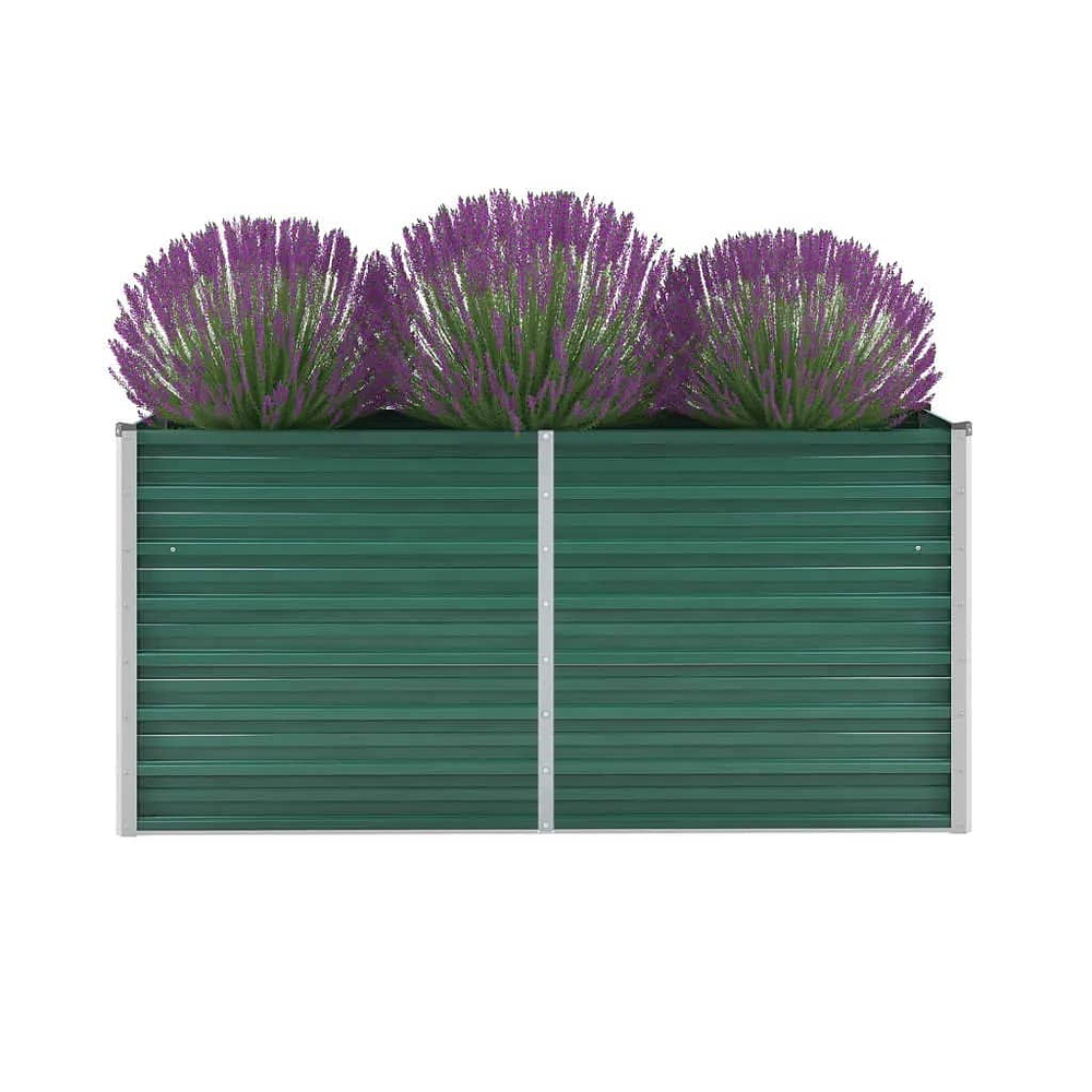 vidaXL Raised Garden Bed Raised Flower Bed Galvanized Steel Planter Green