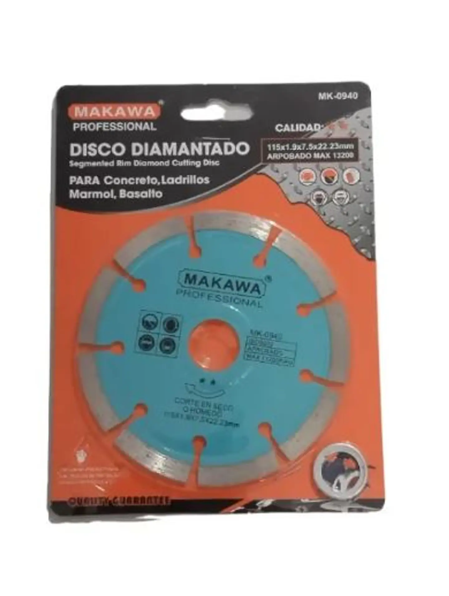 Disco Diamantado 115mm 4.5 pulgadas Corte Segmentado Concreto Makawa 1 Und. 1