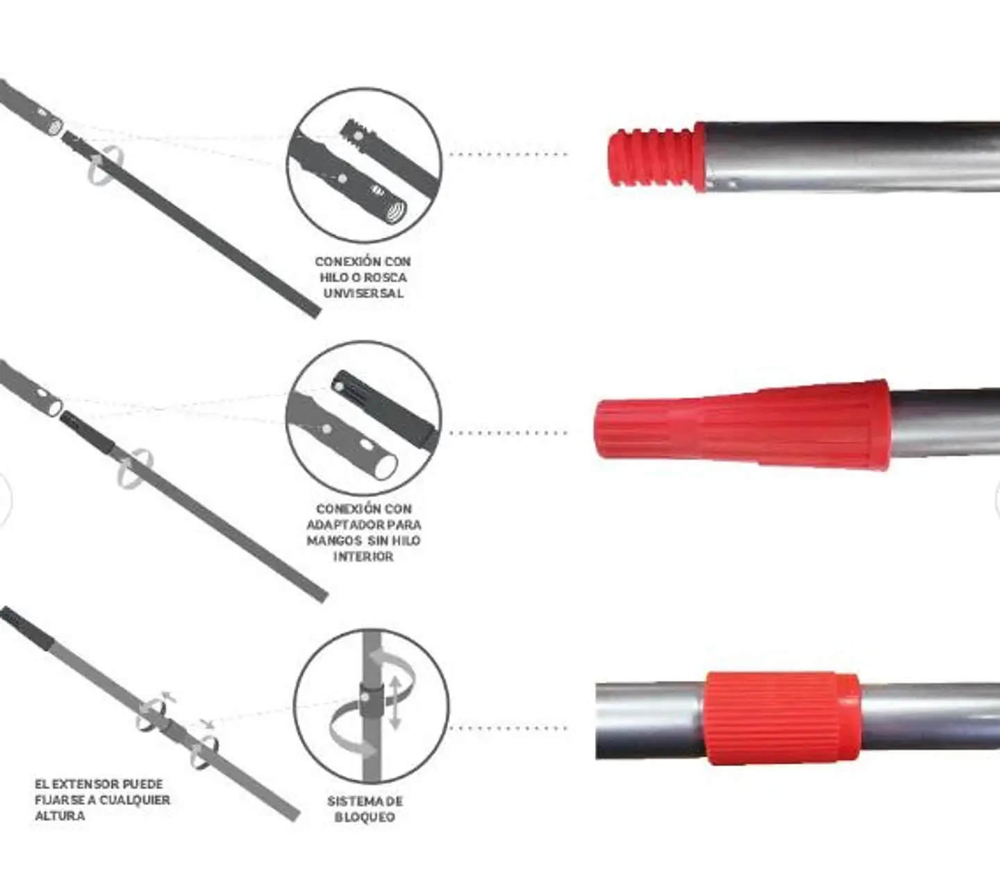 EXTENSOR RODILLO TELESCOPICO METAL HASTA 2 METROS  LIZCAL 2