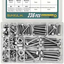 Kit De Pernos Milimetricos M6-M8-M10, 236 Pcs