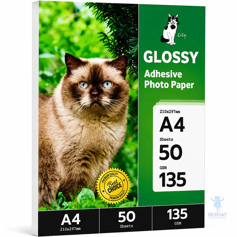 Papel Fotográfico Adhesivo Glossy A4 135 g – 50 hojas 1