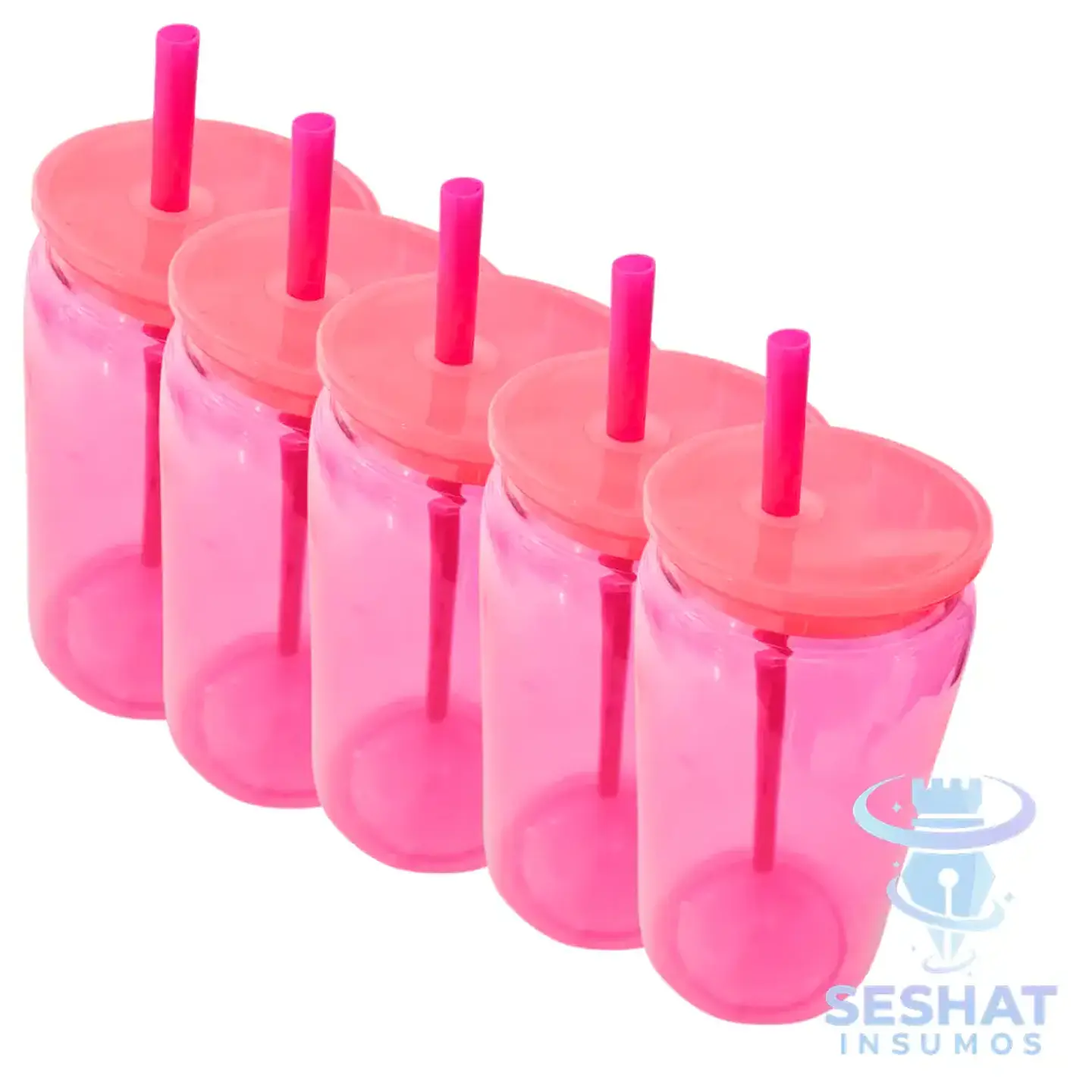 Pack Vasos Acrílicos Personalizables con Tapa y Bombilla 16oz- 5und. 2