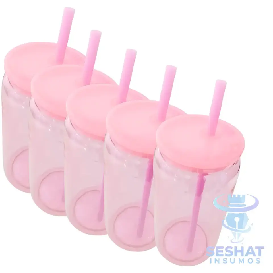 Pack Vasos Acrílicos Personalizables con Tapa y Bombilla 16oz- 5und. 3