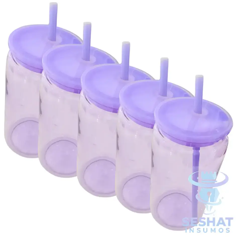 Pack Vasos Acrílicos Personalizables con Tapa y Bombilla 16oz- 5und. 4
