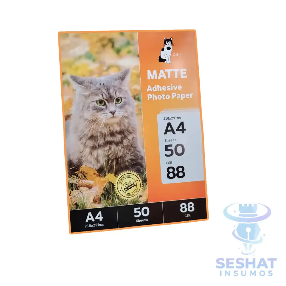 Papel Fotográfico Adhesivo Matte A4 88 g – 50 Hojas | Calidad Premium Inkjet 1