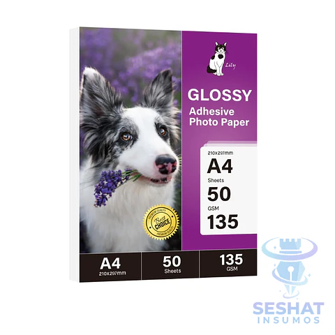 Papel Fotográfico Adhesivo Glossy A4 135 g – 50 Hojas | Calidad Premium Inkjet