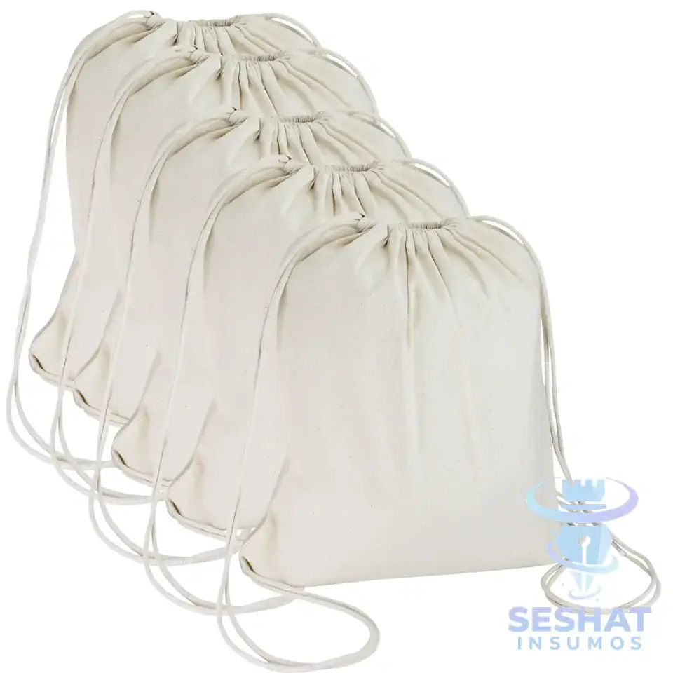 Mochila de Algodón 38 x 41 cm | Bolsa con Cordón | personalizable 3