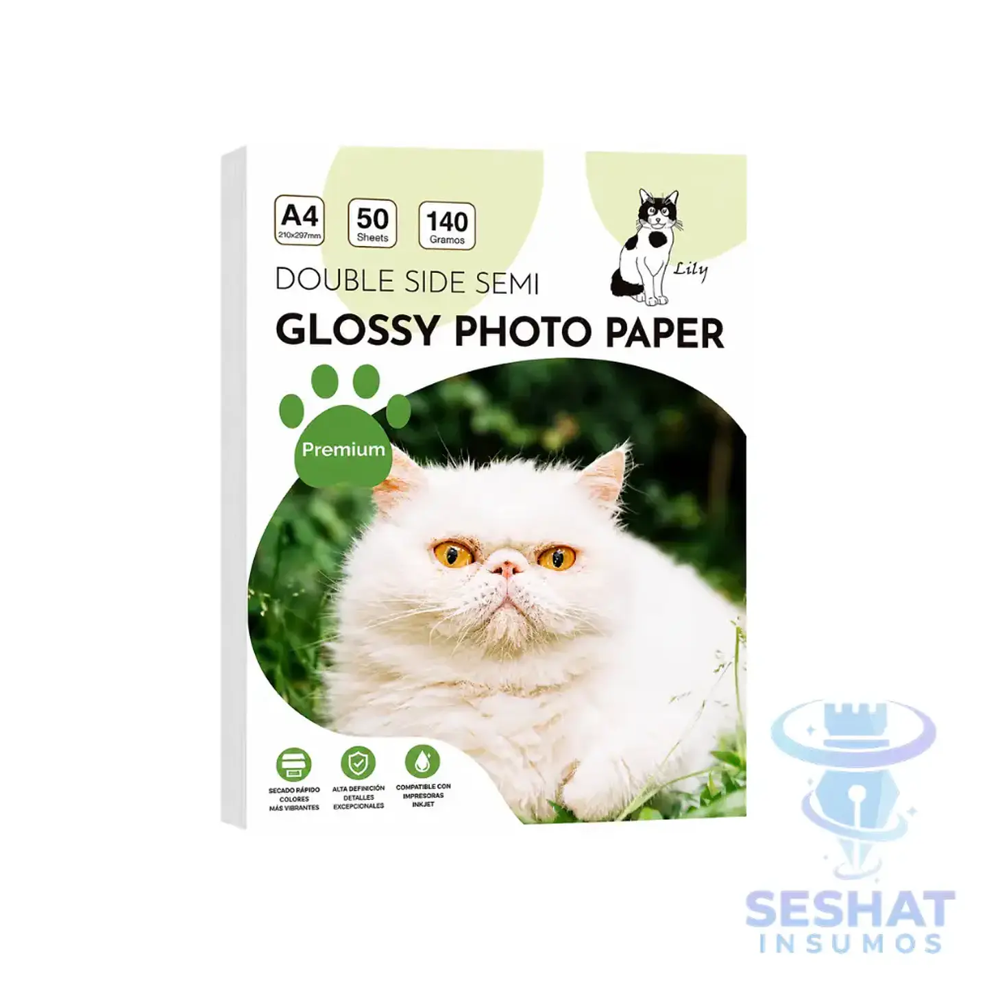 Papel Fotográfico Doble Cara Semi Glossy A4 140 g Lily Premium | 50 Hojas | Compatible con Impresoras Inkjet 1