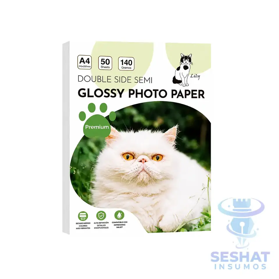 Papel Fotográfico Doble Cara Semi Glossy A4 140 g Lily Premium | 50 Hojas | Compatible con Impresoras Inkjet 1