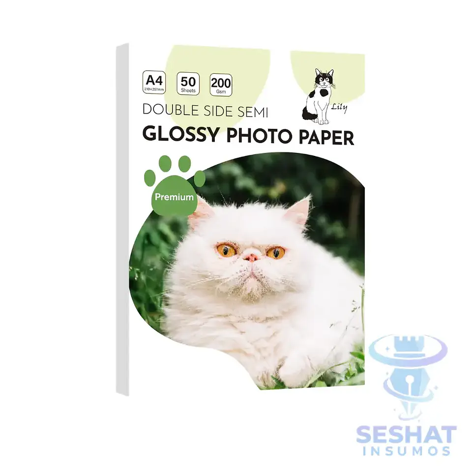 Papel Fotográfico Doble Cara Semi Glossy A4 200 g Lily Premium | 50 Hojas | Compatible con Impresoras Inkjet 1