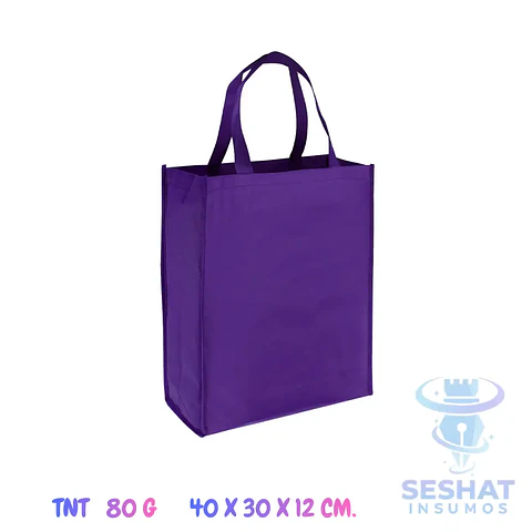 Bolsa TNT Morada 80 g 40 × 30 × 12 cm | Reutilizable para Regalos, Compras y Emprendimientos