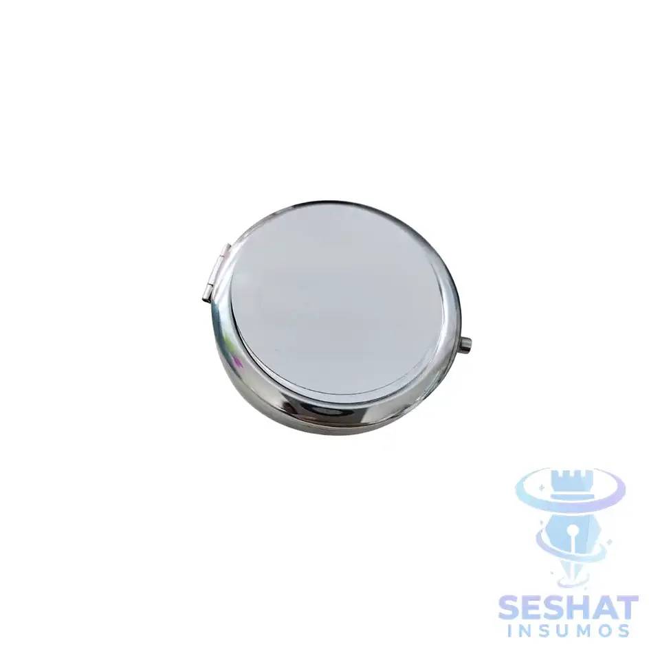 Pastillero Redondo Sublimable y Personalizable de 7 cm con Espejo y 3 Compartimentos interiores 2