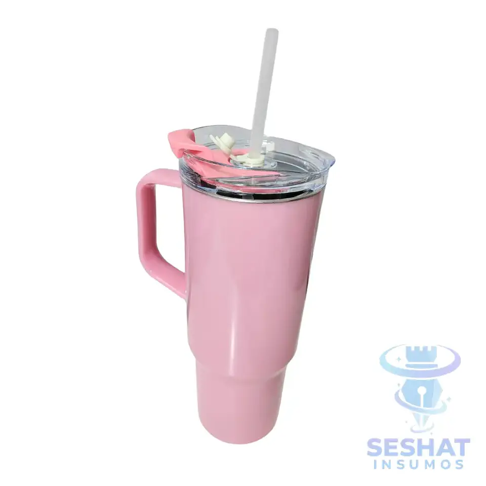 Vaso Térmico de Acero Inoxidable 304 40 oz (1200 ml) con Asa y Bombilla | Personalizable con DTF UV y Vinilo Adhesivo 3