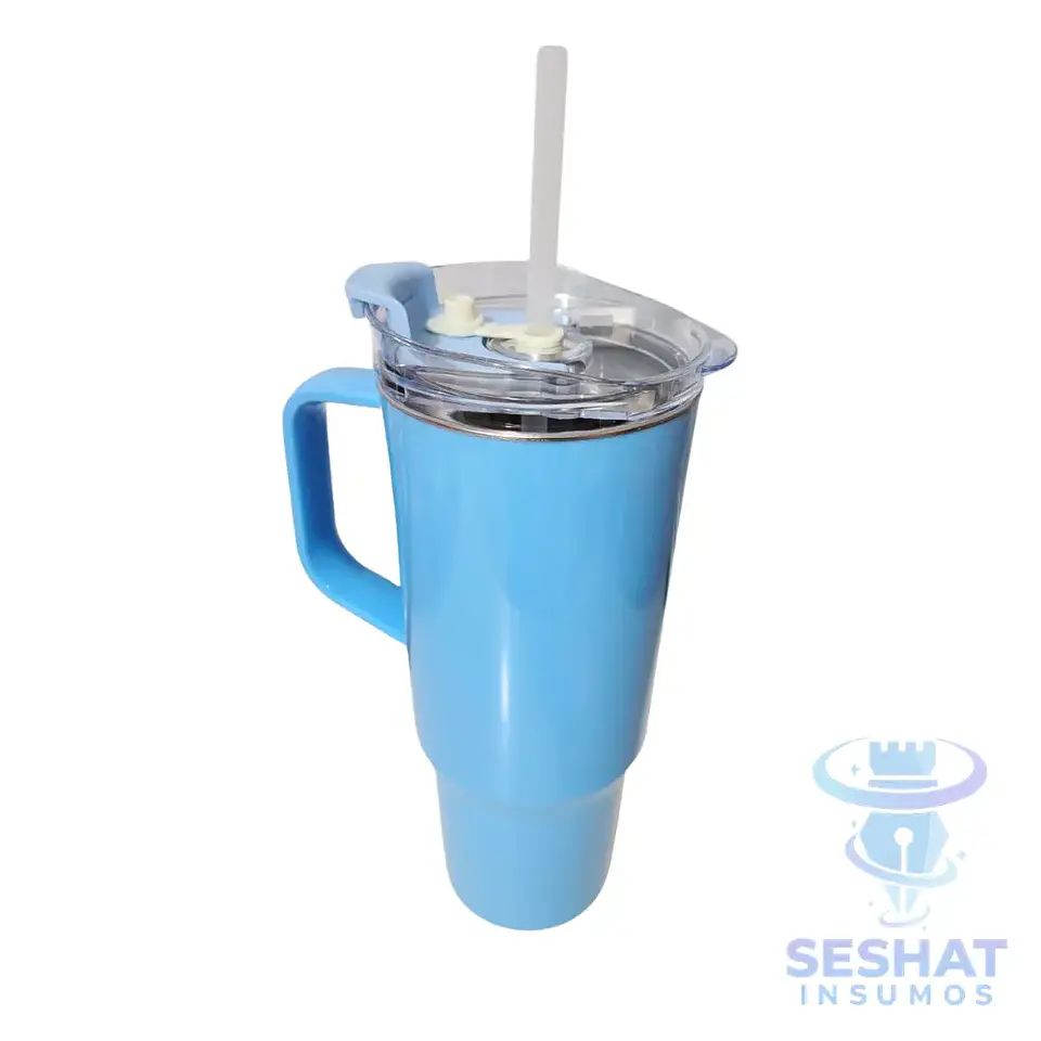 Vaso Térmico de Acero Inoxidable 304 40 oz (1200 ml) con Asa y Bombilla | Personalizable con DTF UV y Vinilo Adhesivo 5