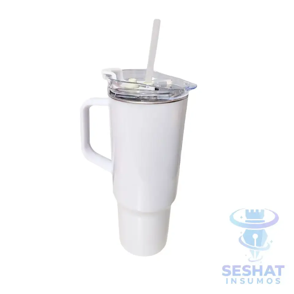 Vaso Térmico de Acero Inoxidable 304 40 oz (1200 ml) con Asa y Bombilla | Personalizable con DTF UV y Vinilo Adhesivo 7