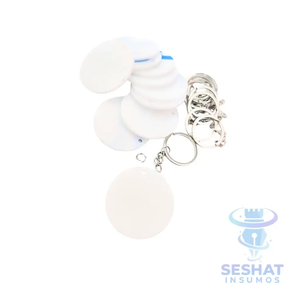 Llavero Circular Blanco Sublimable 5 cm con Argolla de 25 mm 3