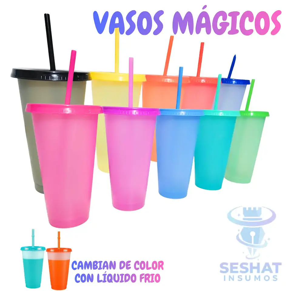 Vasos Mágicos Plástico Duro 710 ml – Cambia de Color con Frío | Pack 10 Unidades 1