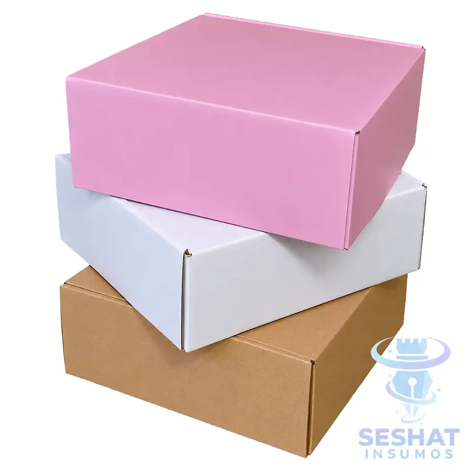 Caja Autoarmable 30x25x12 cm Rosada, Blanca y Kraft | Seshat Insumos 1