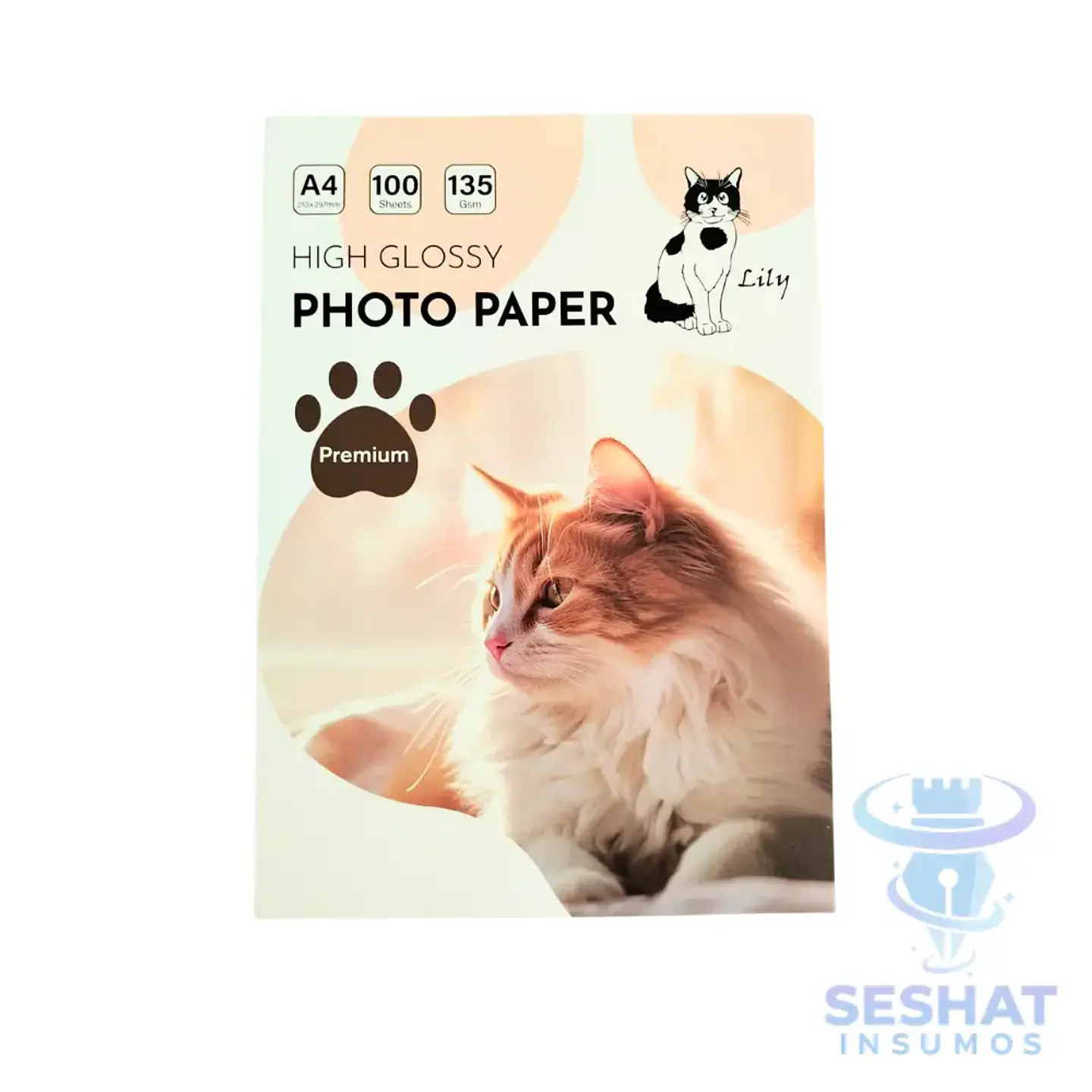Papel Fotográfico Glossy A4 135 g Lily 100 Hojas para Chapitas | Seshat Insumos 1