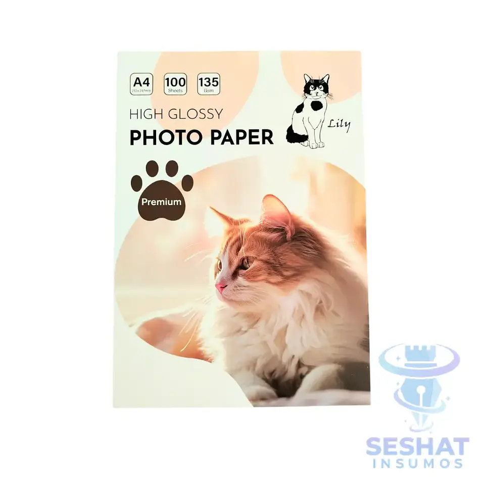 Papel Fotográfico Glossy A4 135 g Lily 100 Hojas para Chapitas | Seshat Insumos 1