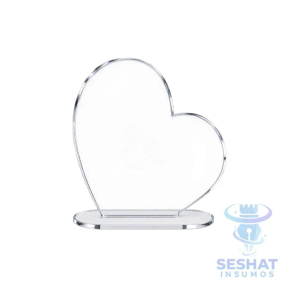 Galvano Corazón Acrílico Transparente 3 mm 99 mm para Personalizar | Seshat Insumos 1