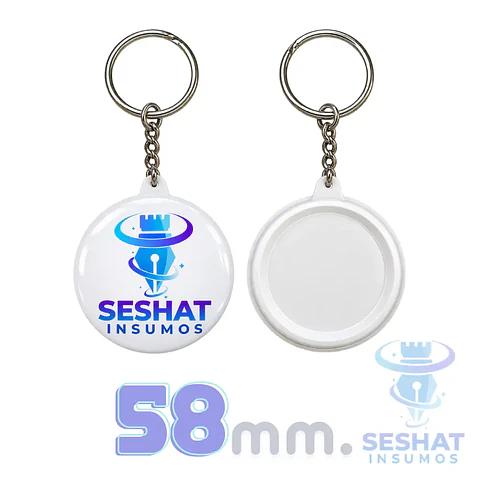 Llavero Chapita Personalizable 58 mm | Pack 10 y 100 Unidades | Seshat Insumos