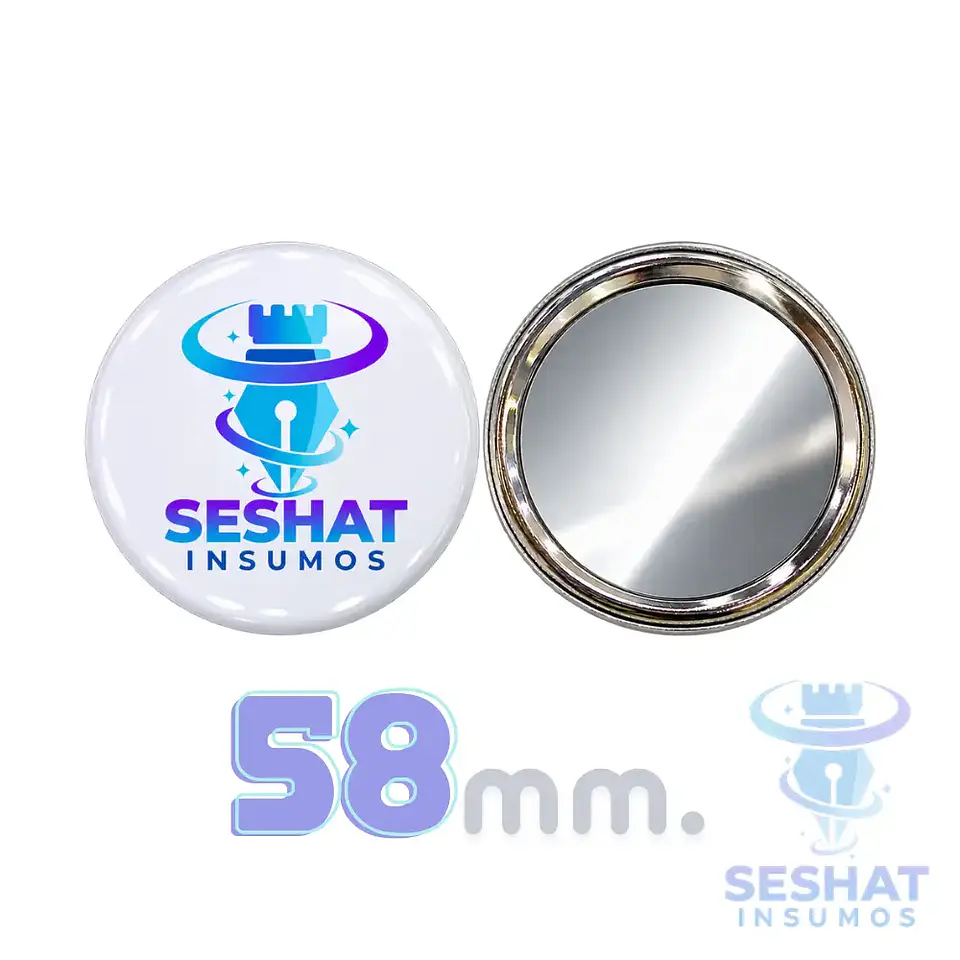 Chapita Espejo 58 mm para Personalizar | Pack 10 y 100 Unidades 1