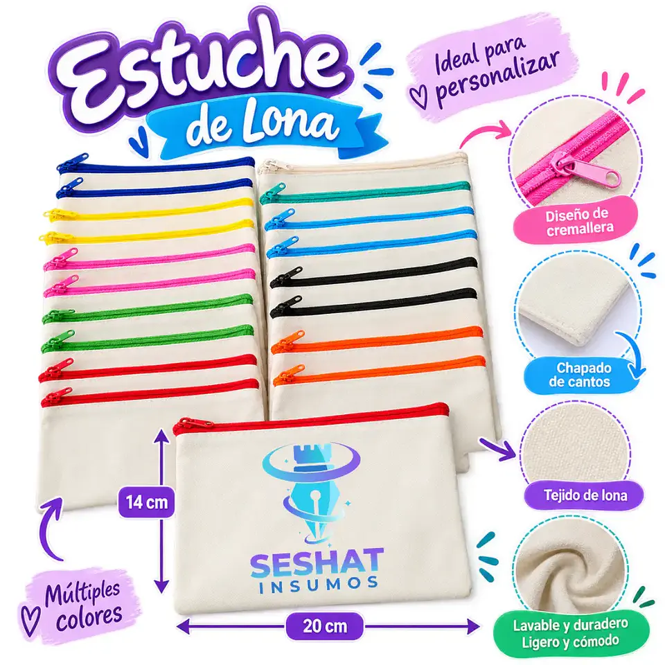 Estuche de Lona Sublimable 20x14 cm | Estuche para Sublimación 2