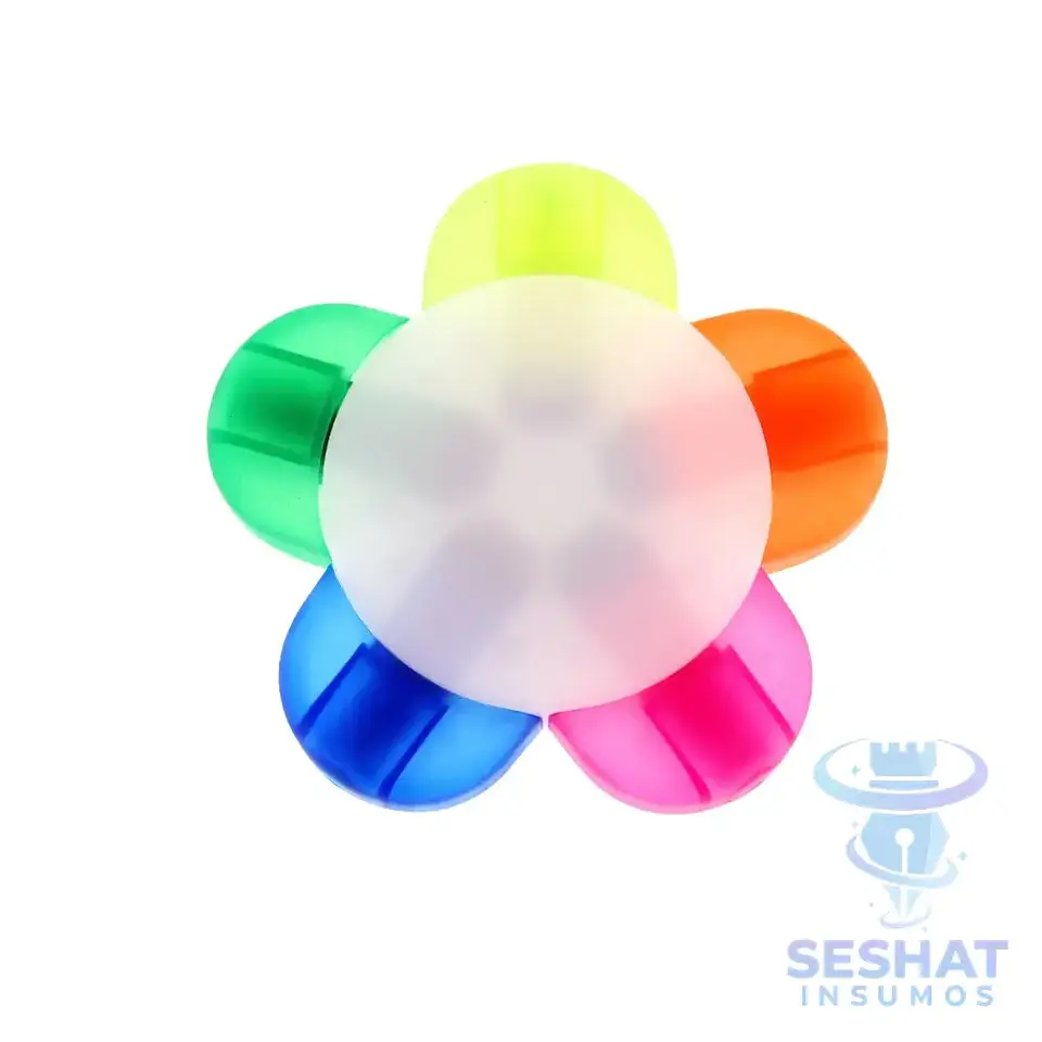 Destacador Flor Multicolor 5 Colores Personalizable | Seshat Insumos 2