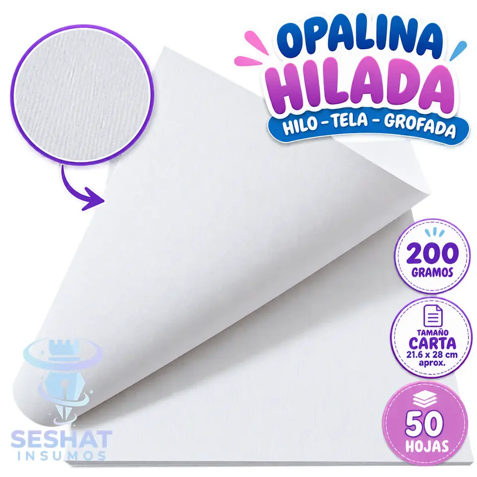Opalina Hilada 200g Carta 50 Hojas | Papel Hilo, Tela y Grofado 1
