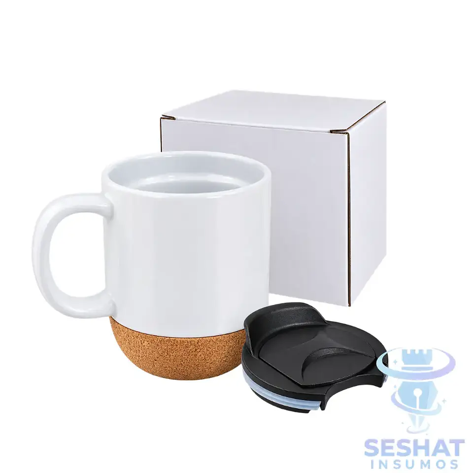 Tazón Base Corcho 13 oz Sublimable con Tapa | Mug Sublimable 2