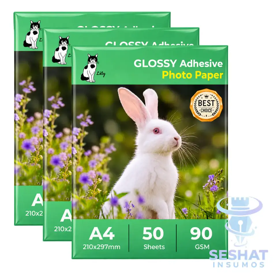 Papel Fotográfico Adhesivo Glossy A4 90g – 50 Hojas | Línea Económica para Stickers y Portadas 2