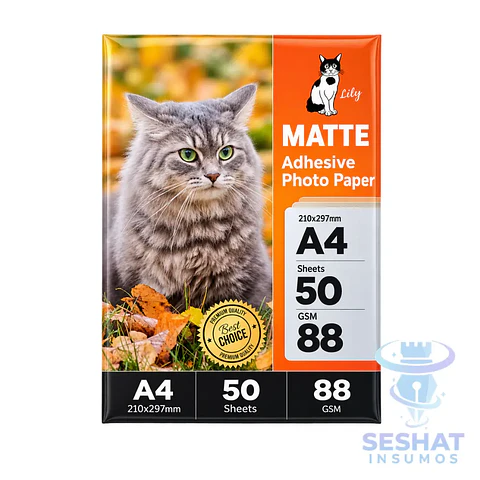 Papel Fotográfico Adhesivo Matte A4 88g – 50 Hojas | Calidad Premium Inkjet