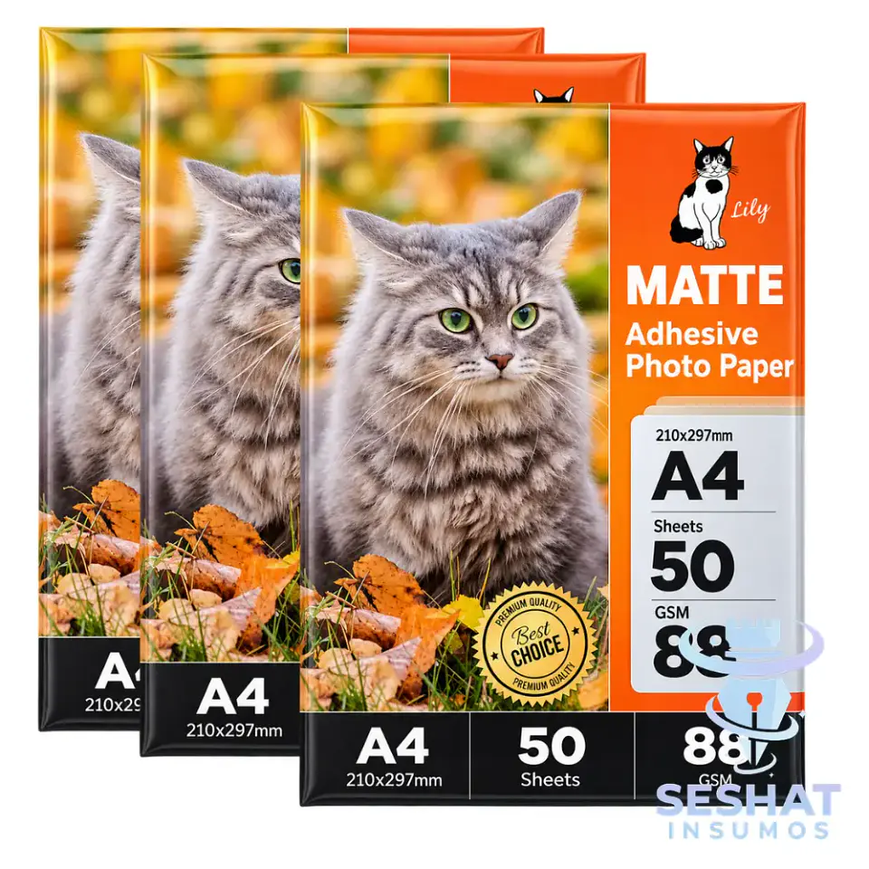 Papel Fotográfico Adhesivo Matte A4 88g – 50 Hojas | Calidad Premium Inkjet 2