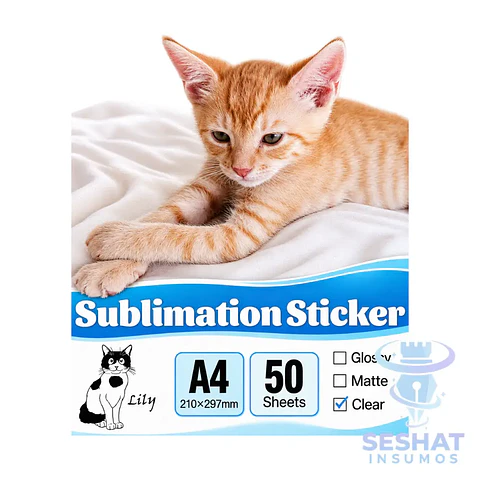 Vinilo Sublimable Transparente A4 Lily 50 Hojas | Sticker Sublimable