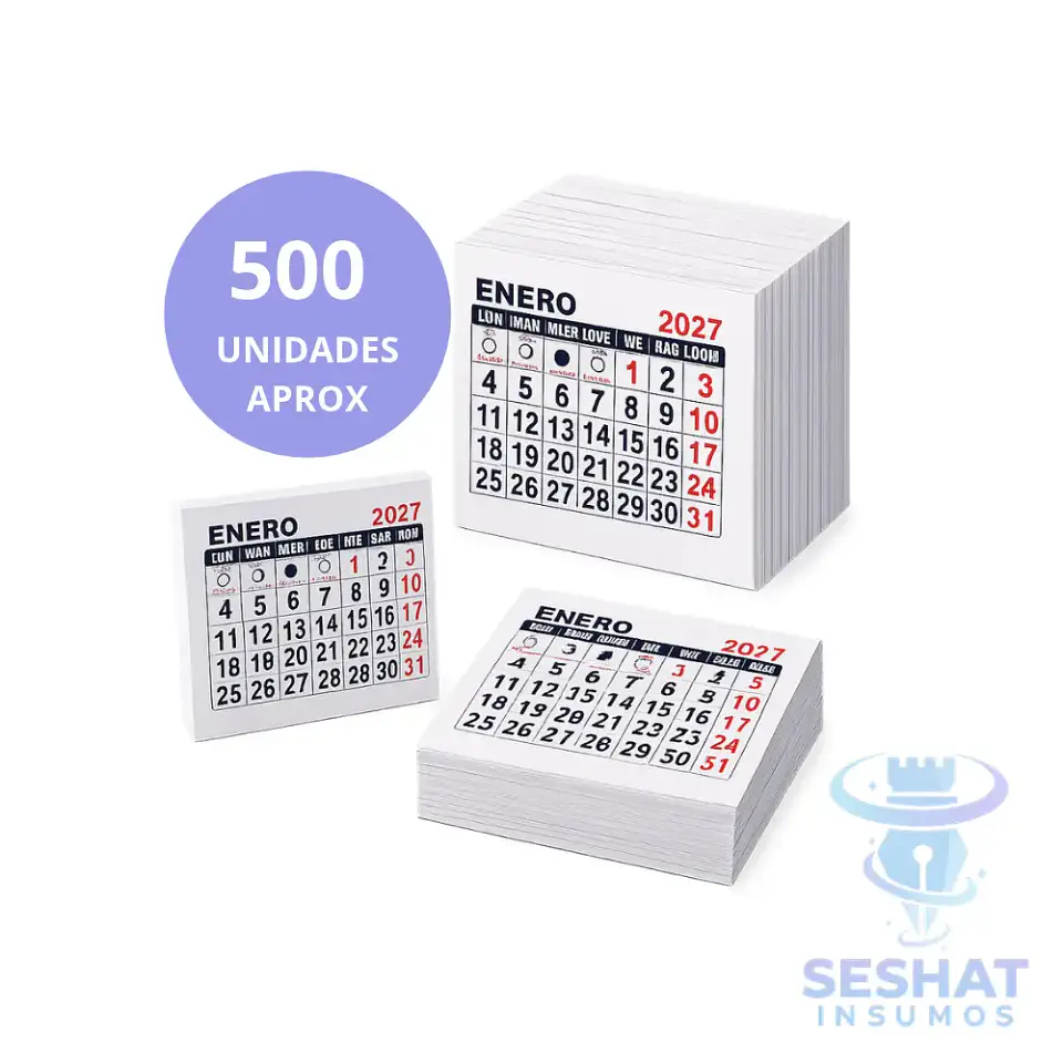 Mini Calendario 2027 66x58mm | Taco Calendario Pequeño para Manualidades y Personalizar 3