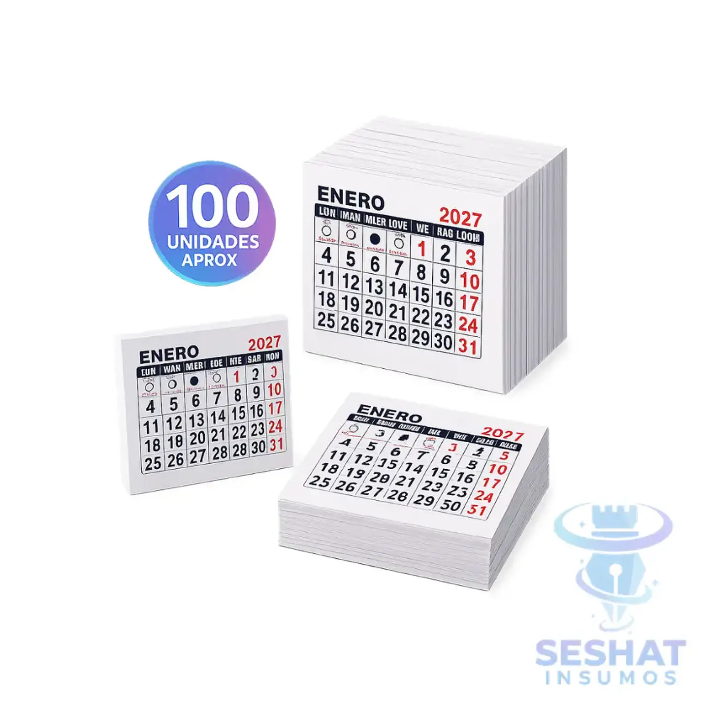 Mini Calendario 2027 66x58mm | Taco Calendario Pequeño para Manualidades y Personalizar 1
