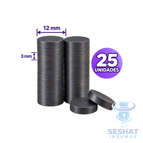 Imán Redondo 12x3mm Pack 25 Unidades | Seshat Insumos