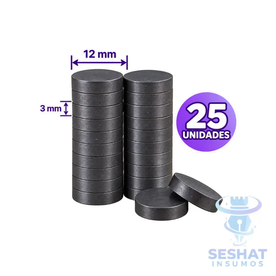 Imán Redondo 12x3mm Pack 25 Unidades | Seshat Insumos 1