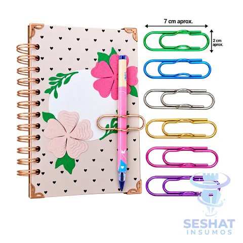 Clips Porta Lápiz Metálicos 7 Colores Pack 7 Unidades | Seshat Insumos