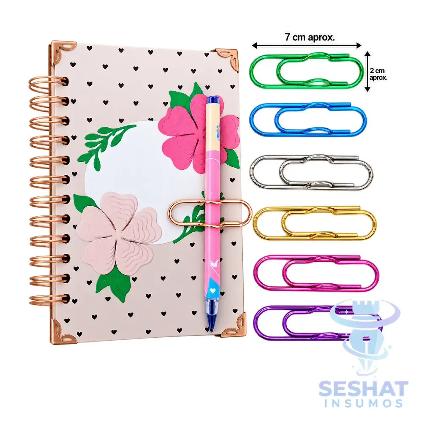 Clips Porta Lápiz Metálicos 7 Colores Pack 7 Unidades | Seshat Insumos 1