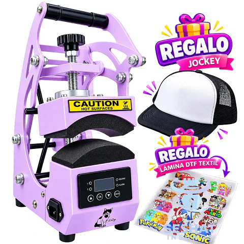 Estampadora de Gorros y Jockeys Lily Lila | Prensa Térmica Digital + Regalos | Seshat Insumos