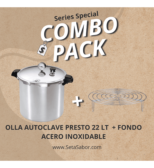 OLLA AUTOCLAVE PRESTO 22 LT  + FONDO ACERO INOXIDABLE