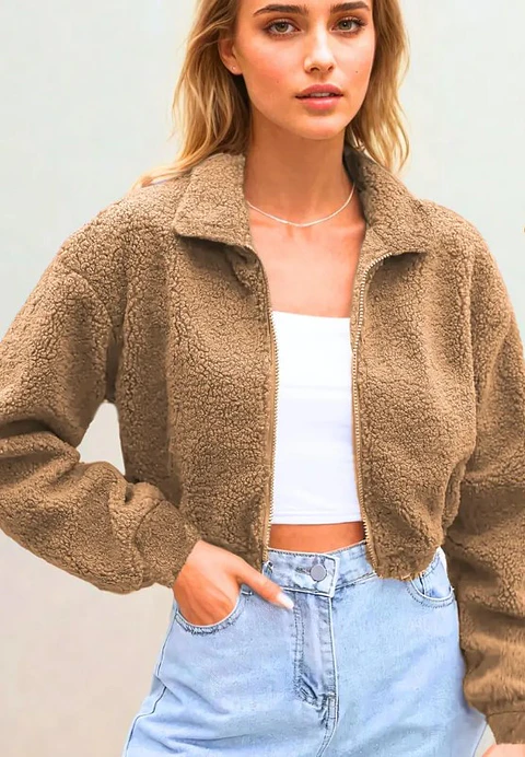 Sewing pattern for a short women's jacket, teddy jacket, zip-up jacket