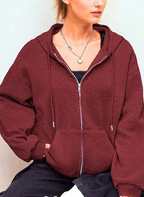 Zip-up sweatshirt pattern, women's hoodie