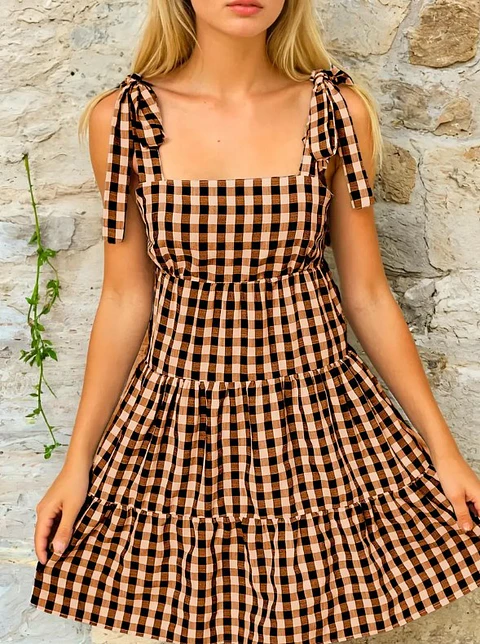 Sewing pattern for a dress with knotted straps - a dress with gathered ruffles