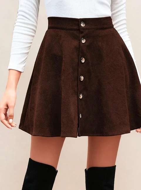 Button-front skirt pattern - midi mini skirt