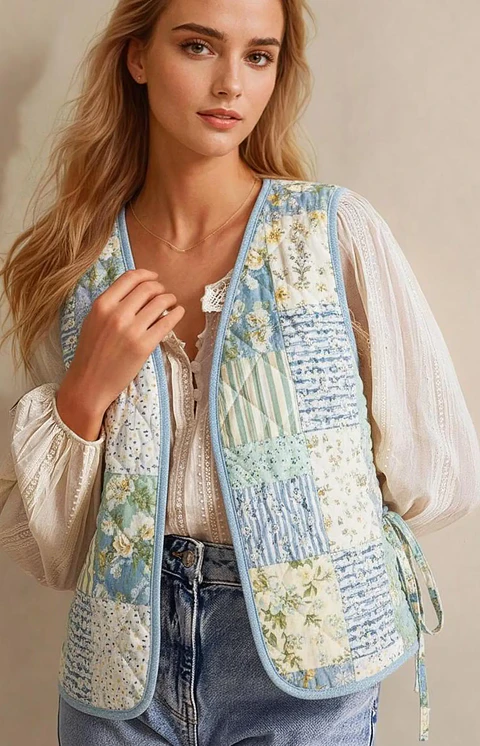 Sewing pattern for quilted vest with side tie